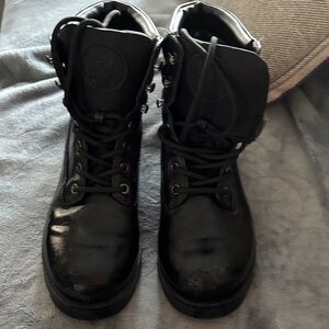 Tommy Hilfiger Men's Black Lace-Up Combat Boots